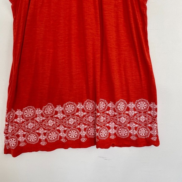 LOFT High Neck Halter Tank Top Women XS Red White Geometric Border Print Knit - Picture 4 of 10